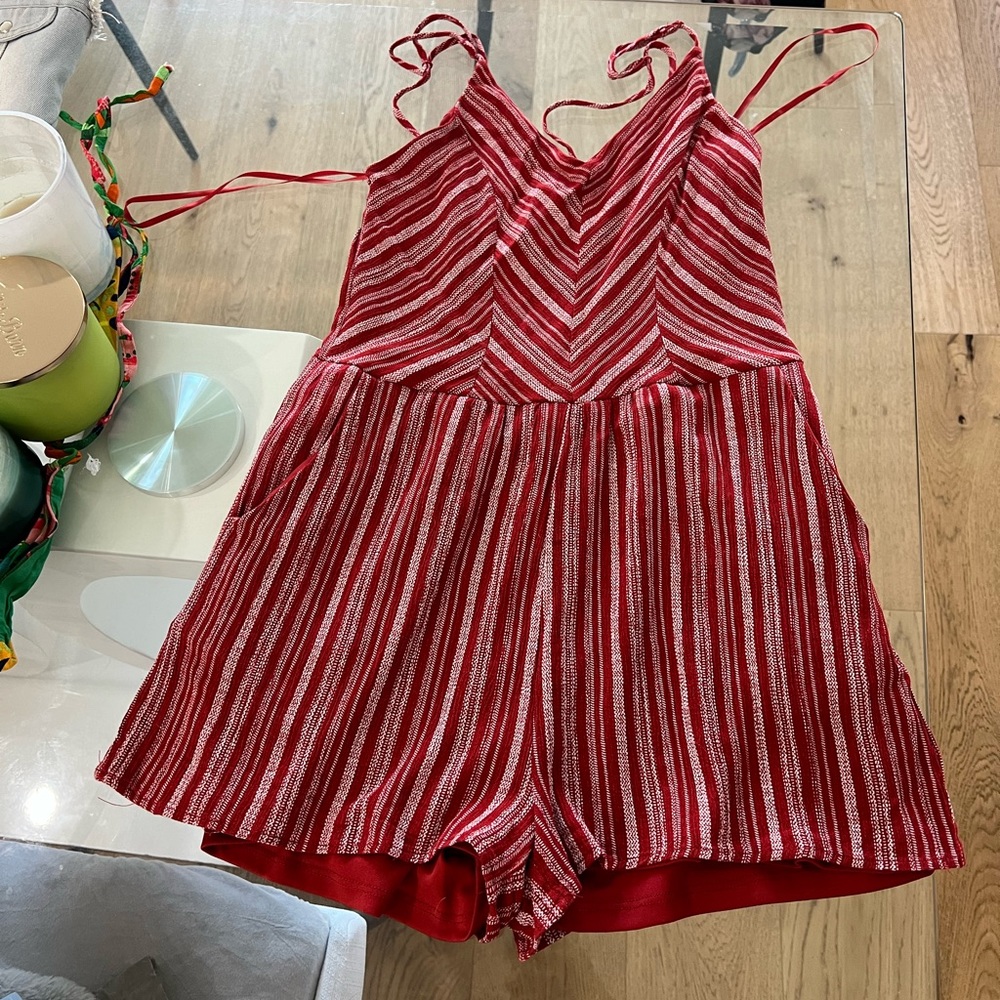 Red Striped Romper